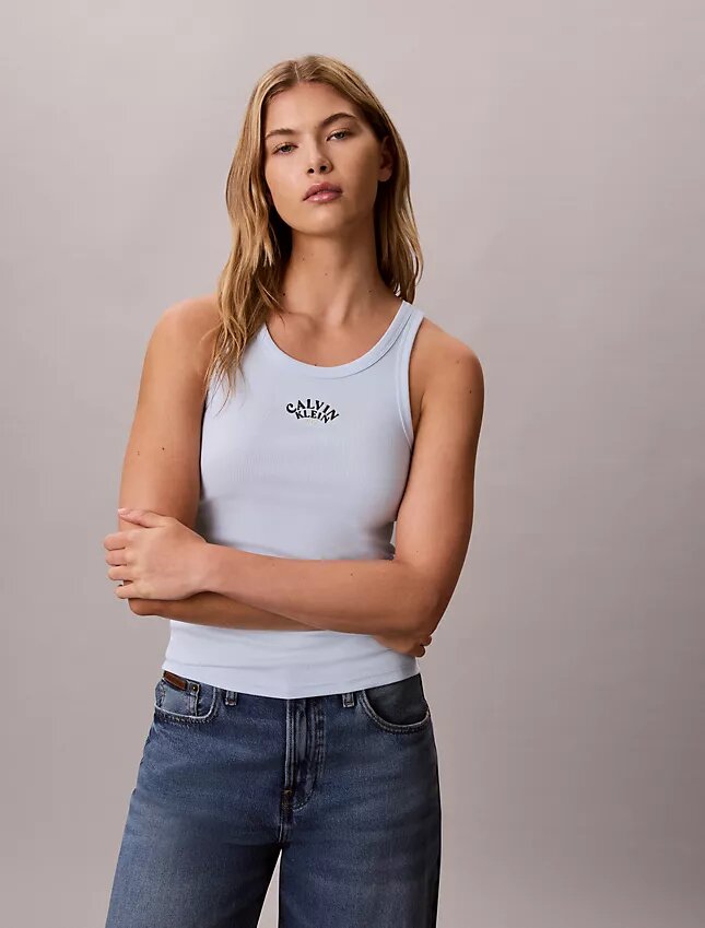 Tanktop med ribbad kontur och logotyp Tanktop med ribbad kontur och logotyp