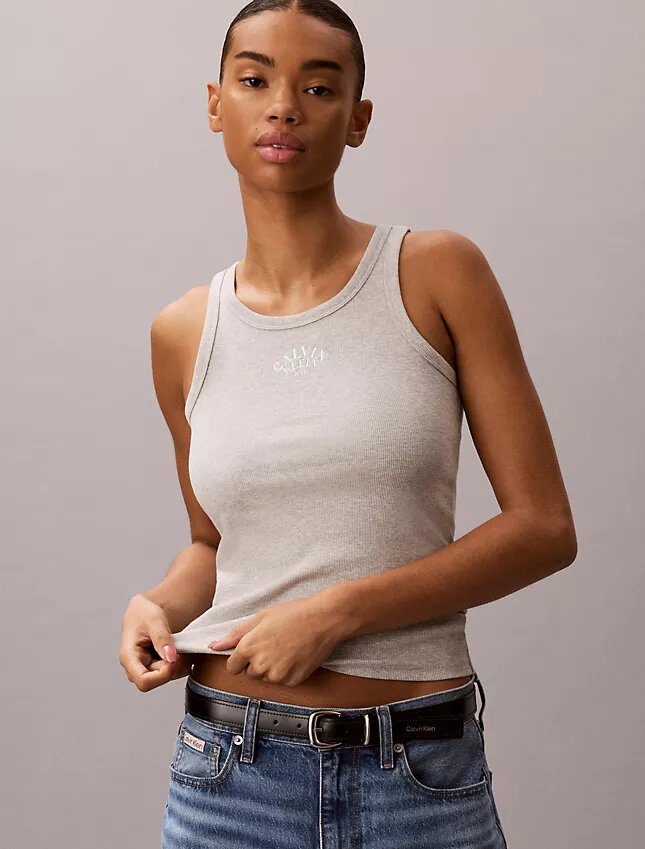 Tanktop med ribbad kontur och logotyp Tanktop med ribbad kontur och logotyp