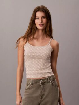 Tanktop med ribbad passform och Monogram-mönster över hela plagget