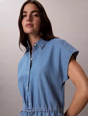 Tvättad chambray-overall