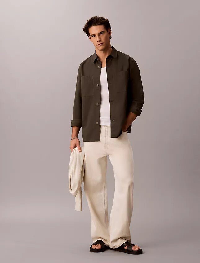 Tvättad twill-övertröja Tvättad twill-övertröja