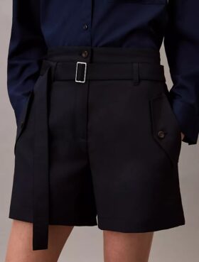 Utility-shorts i ullblandning med fiskbensmönster Utility-shorts i ullblandning med fiskbensmönster