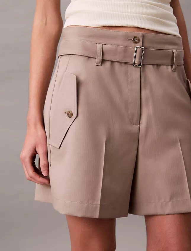 Utility-shorts i ullblandning med fiskbensmönster Utility-shorts i ullblandning med fiskbensmönster