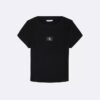 Vävd Monologo-T-shirt för flickor med ribb Vävd Monologo-T-shirt för flickor med ribb