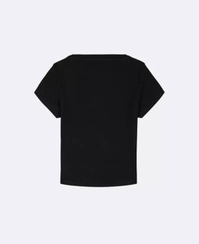 Vävd Monologo-T-shirt för flickor med ribb Vävd Monologo-T-shirt för flickor med ribb