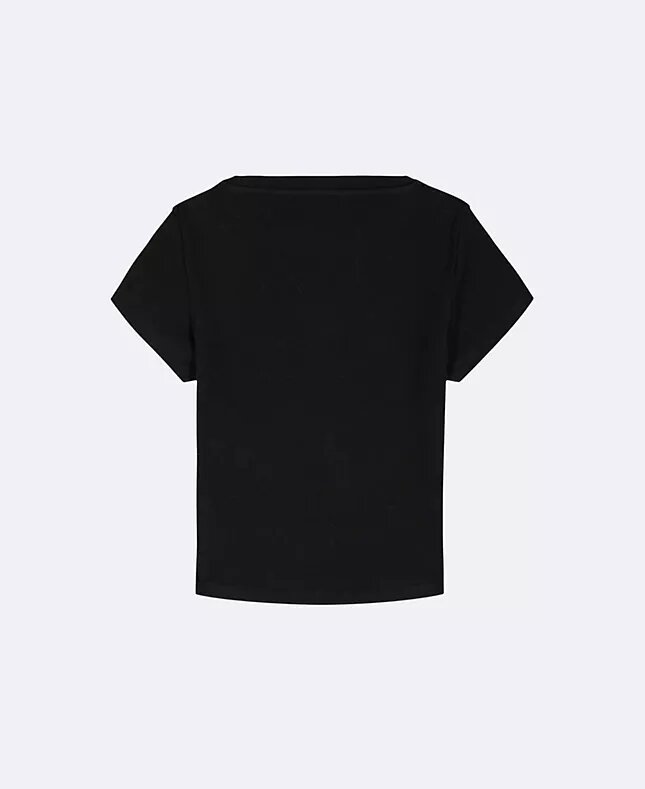 Vävd Monologo-T-shirt för flickor med ribb Vävd Monologo-T-shirt för flickor med ribb
