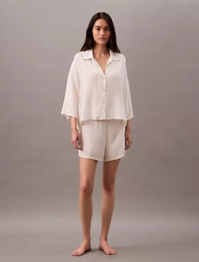Vävda sovshorts i viskos